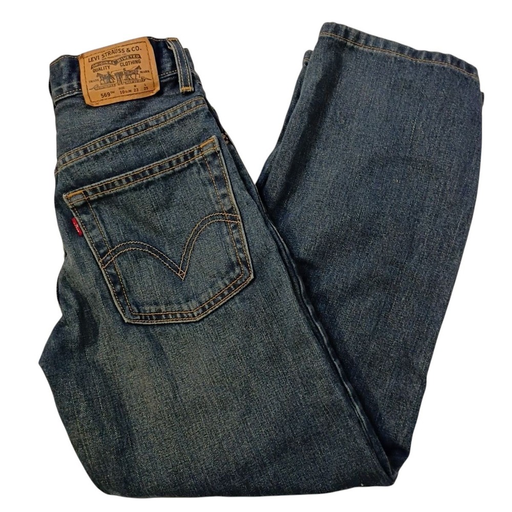 Levi's 569 Blue Jeans Boys 10 Slim 23 (22) x 25 Loose Straight Red Tab Cotton